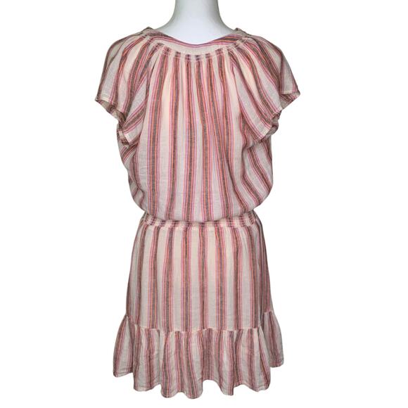 Rails Augustine Camino Stripe Cream Orange Purple Linen Blend Blouson Mini Dress - Picture 7 of 12